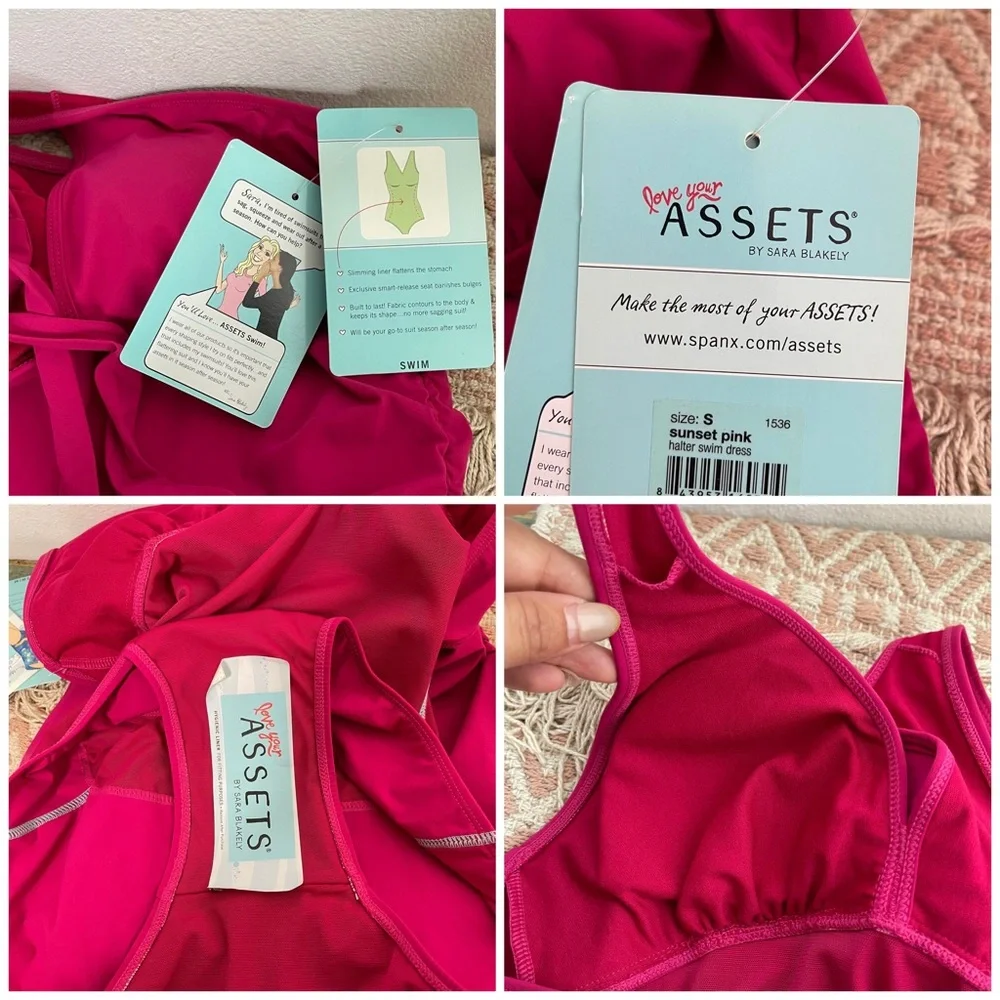 SPANX Love Your Assets Ruffle Halter Swim Dress in Sunset Pink Size S NWT Barbie - Picture 16 of 16